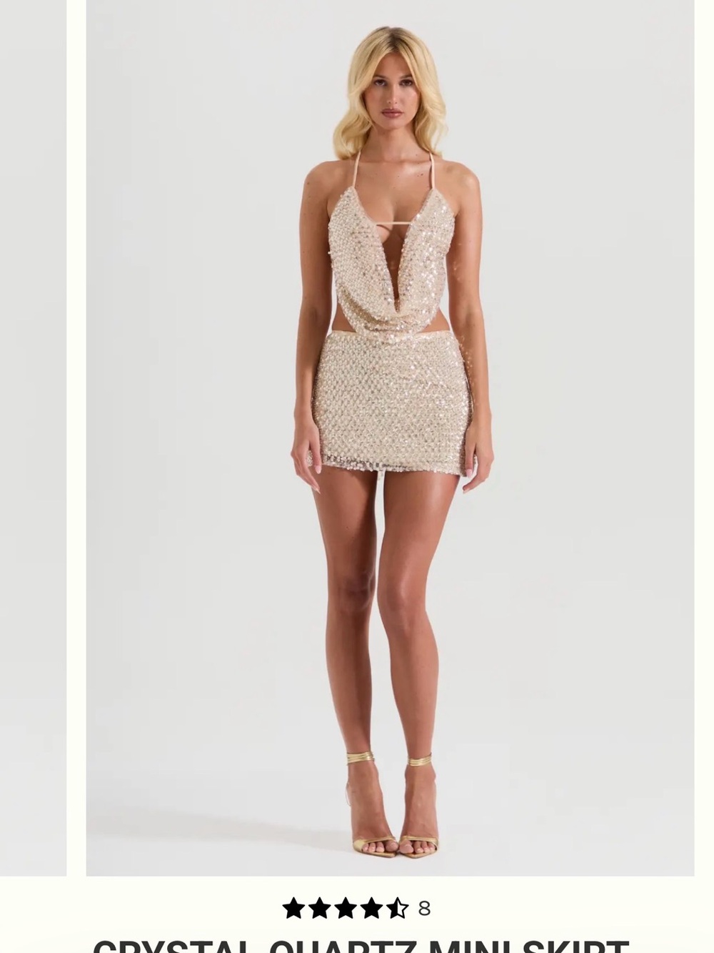 Crystal Quartz Mini Skirt in Champagne